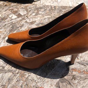 Bruno Magli Brown Cognac Leather Heels - Vintage - 7